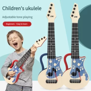 Children Toy Ukulele Musical Intrument Small Guitar 4 Strings Early Montessori Education Ukulele Toy for Kids Toddler Music Game