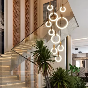 Designer lighting stair chandelier modern LED indoor lighting kitchen lamps creative compound building long line Chandelier